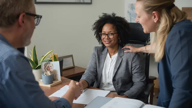 business, office, meeting, collaboration, teamwork, professionals, discussion, agreement, partnership, consultation, advice, support, diversity, inclusion, women in business, men in business, corporate, workplace, strategy, planning, paperwork, smiling, happy, interview, ai generated. Undersøg inaktive partnere efter onboarding